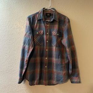 Double RL RRL Ralph Lauren plaid flannel button up dress shirt